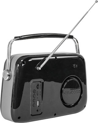 Madison Freesound VR40 Retro Radio de masă Reîncărcabil cu Bluetooth Negru