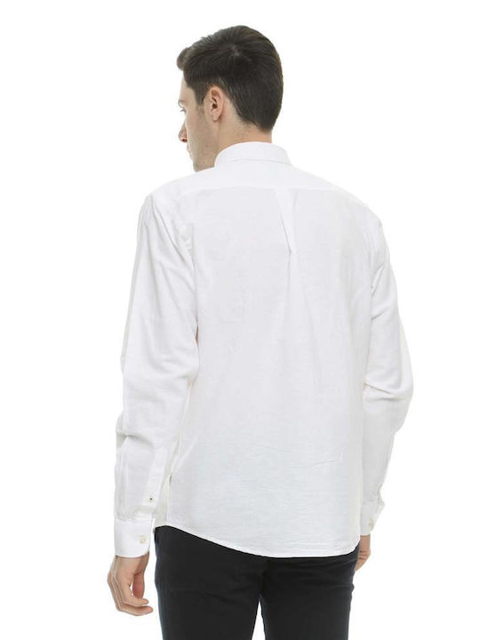 Double Men's Shirt Long Sleeve Linen Off White