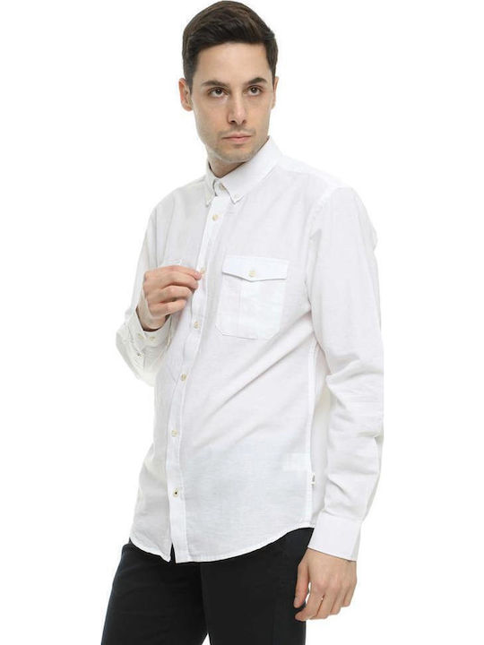Long-sleeved Linen Shirt Off White