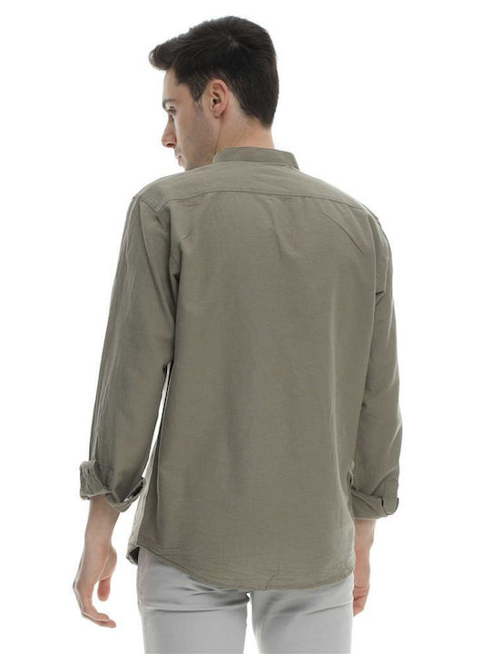 Double Men's Shirt Long Sleeve Cotton Khaki