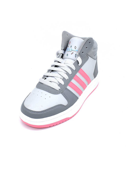 Hoops Mid 2 K Kids Sports Shoes Basketball with Laces Grey