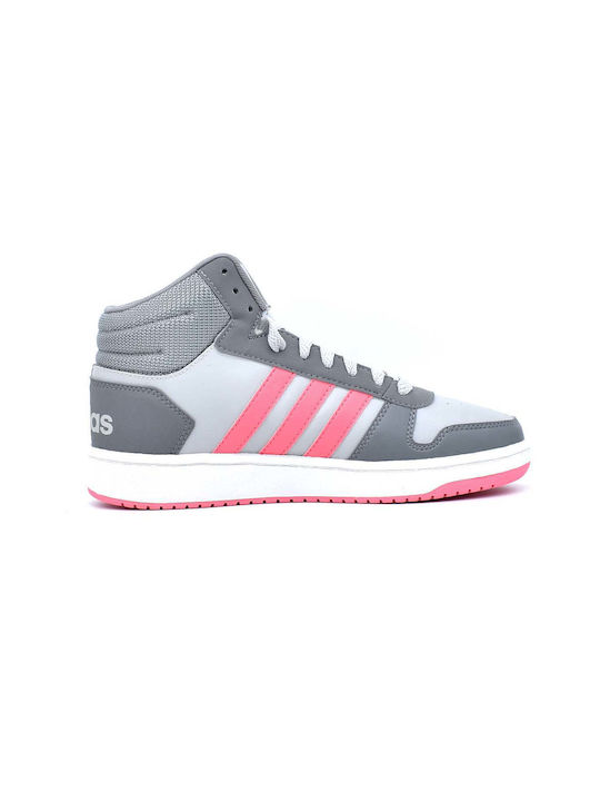Hoops Mid 2 K Kids Sports Shoes Basketball with Laces Grey