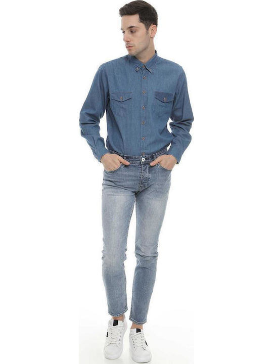 Long-sleeved Denim Shirt Light Blue