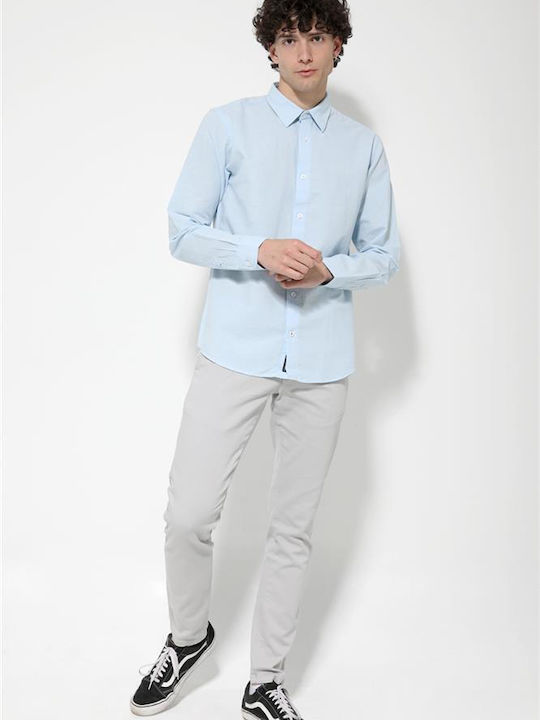 Long-sleeved Linen Shirt Light Blue