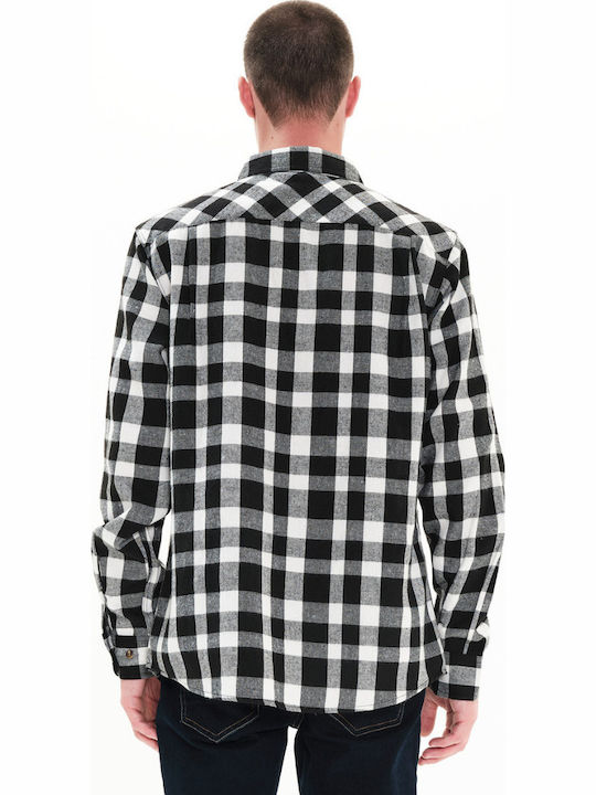 Long-sleeved Flannel Shirt Checked White/Black