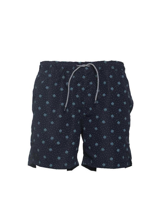 Double Herren Badebekleidung Shorts Marineblau mit Mustern