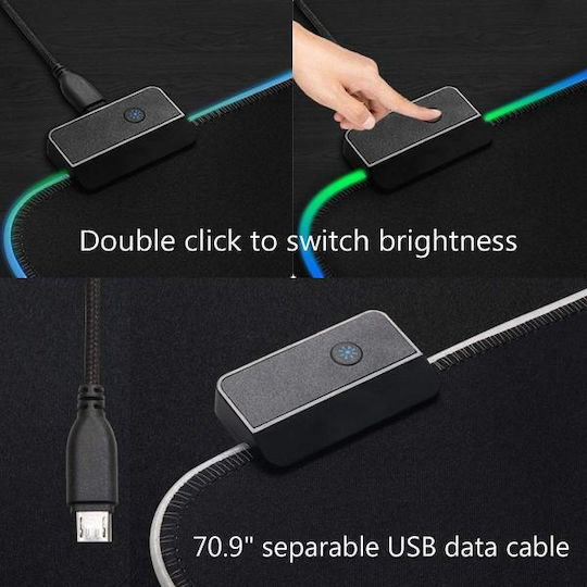 Gms GMS Гейминг Мишка Пад XXL (800мм) с RGB Осветление чрез USB Черен 52611302