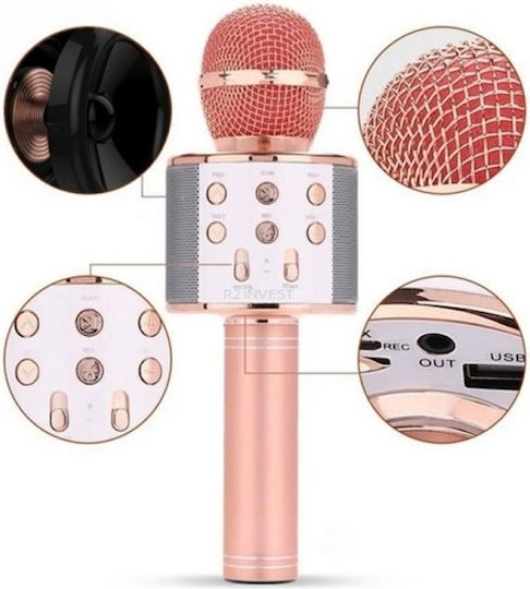 Μικρόφωνο Karaoke Ασύρματο GC9002 σε Ροζ Χρυσό Χρώμα