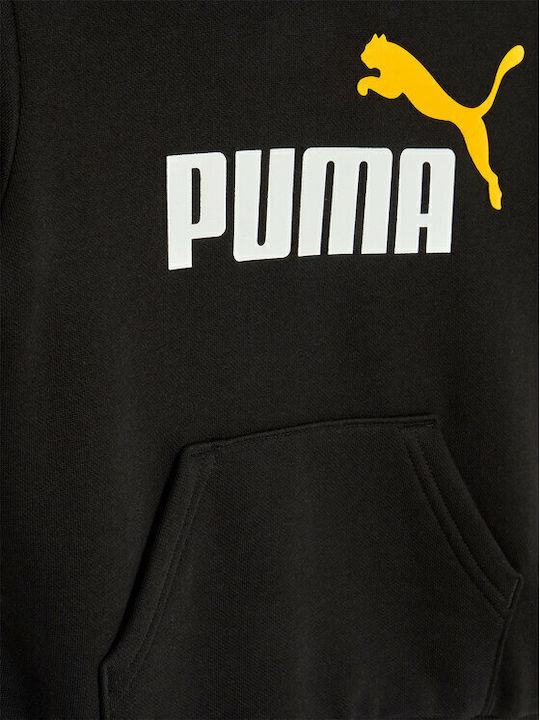 Fleece Παιδικό Φούτερ με Κουκούλα και Τσέπες Μαύρο Essentials Big