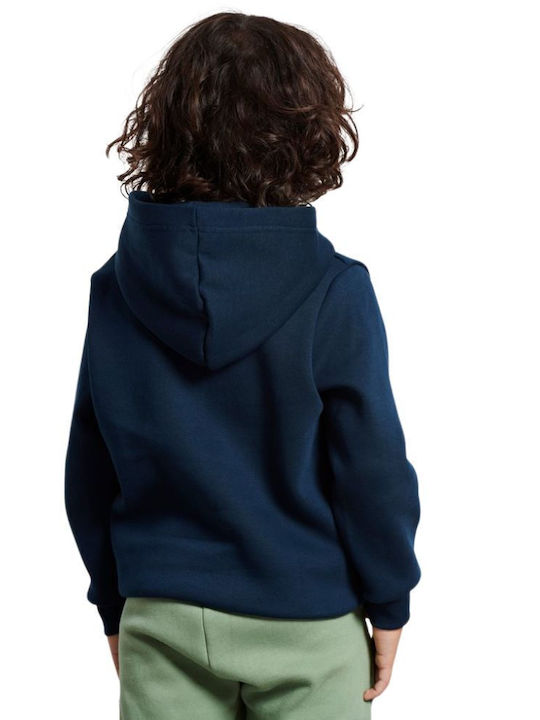 Fleece Παιδικό Φούτερ με Κουκούλα και Τσέπες Μπλε