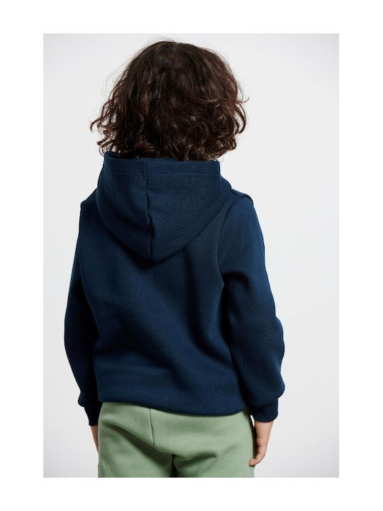 Fleece Παιδικό Φούτερ με Κουκούλα και Τσέπες Μπλε