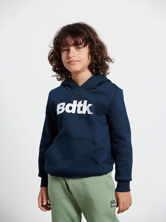 Fleece Παιδικό Φούτερ με Κουκούλα και Τσέπες Μπλε