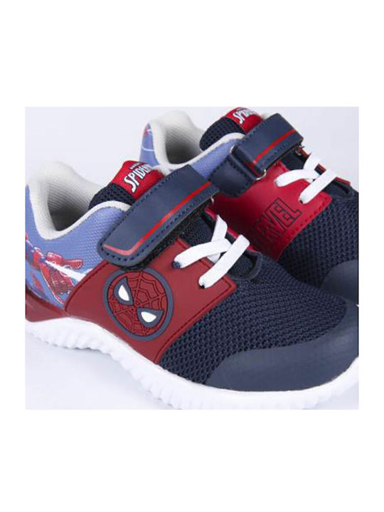 Spiderman Kids Sneakers with Hoop & Loop Closure and Lights Blue