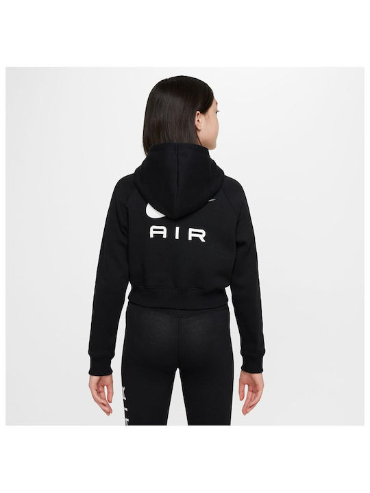 Nike Kids Cropped Sweatshirt with Hood and Pocket Black G Nsw Air Ft