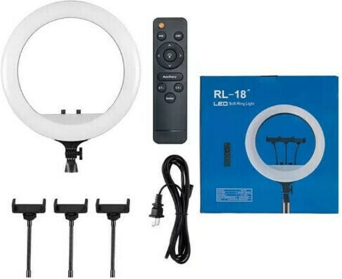 RL-18 Ring Light 46cm 2700 - 6500K with Floor Tripod and Mobile Phone Holder