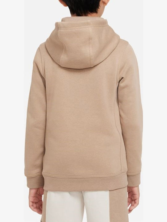 Nike Fleece Παιδικό Φούτερ με Κουκούλα και Τσέπες Μπεζ SPORTSWEAR CLUB