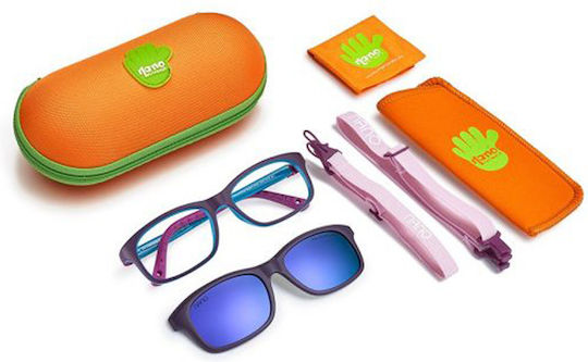 Nanovista Arcade with Clip On Kids Acetate Blue Light Blocking Glasses Purple
