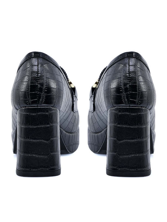 Pumps mit Plateau mit Chunky Hohem Absatz Schwarz