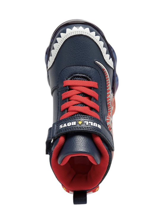 Παιδικά Sneakers High με Σκρατς & Φωτάκια Μπλε