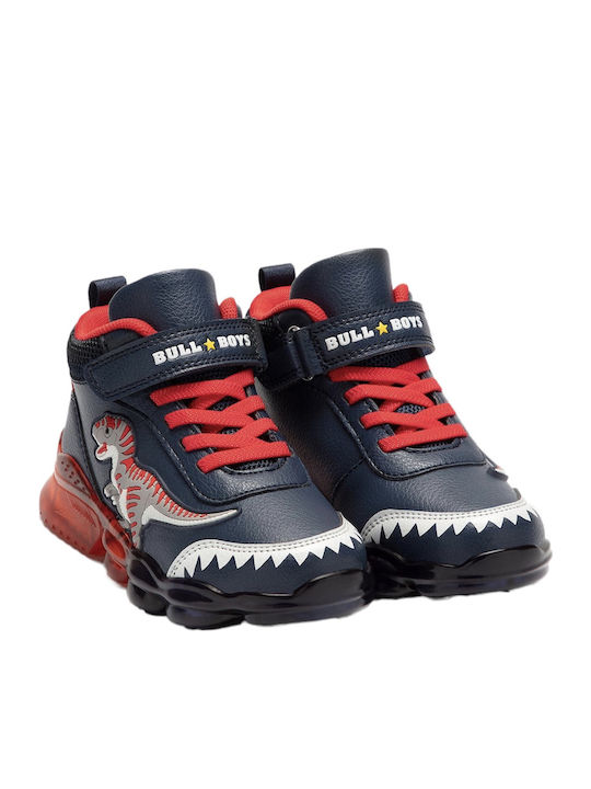 Παιδικά Sneakers High με Σκρατς & Φωτάκια Μπλε