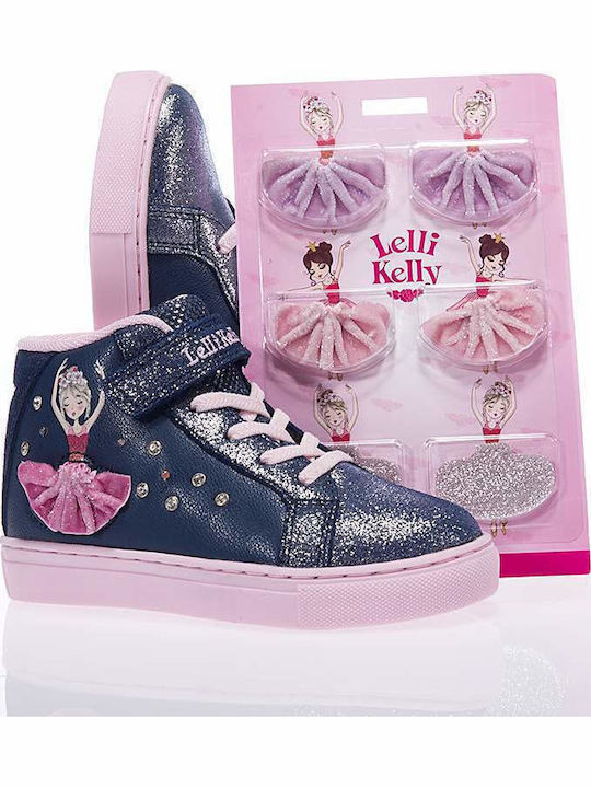 Kids Sneakers High with Scratch & Lights Blue