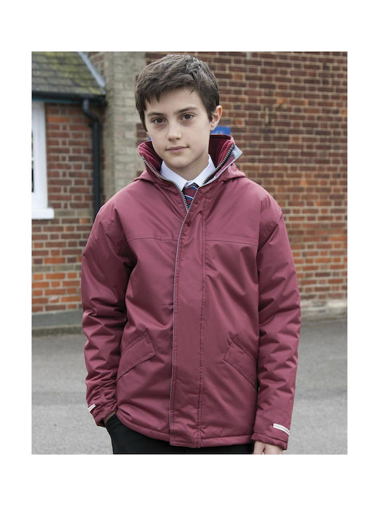 Result Waterproof Kids Casual Jacket short Windproof Hooded Burgundy