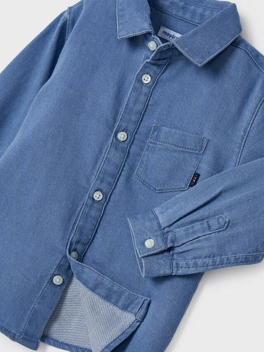 Kids One Color Shirt Long Sleeve Denim Blue ECOFRIENDS