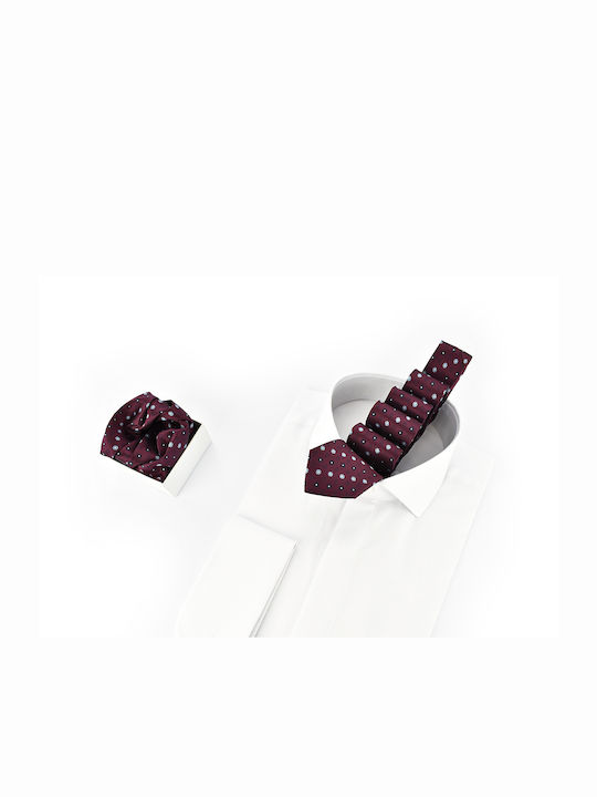 Makis Tselios Fashion Men's Tie Set Printed In Burgundy Colour