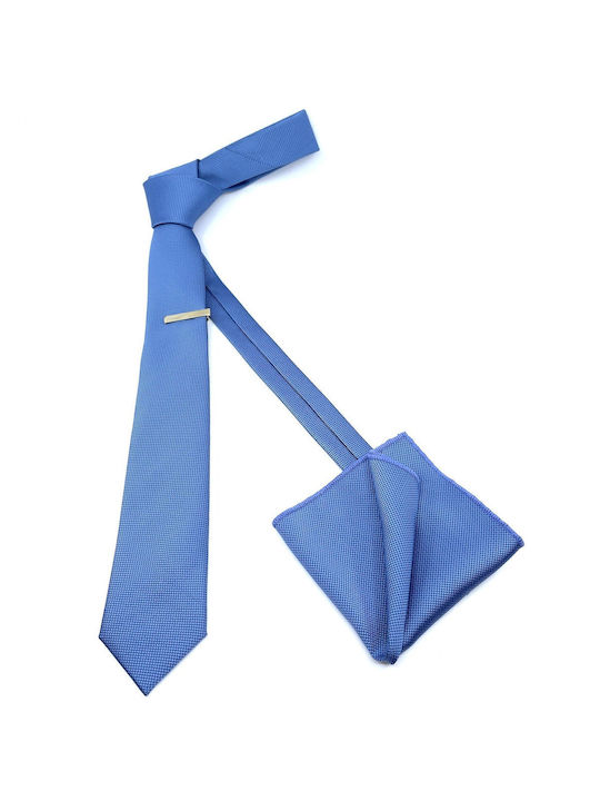 Legend Accessories Σετ Ανδρικής Γραβάτας Μονόχρωμη σε Γαλάζιο Χρώμα