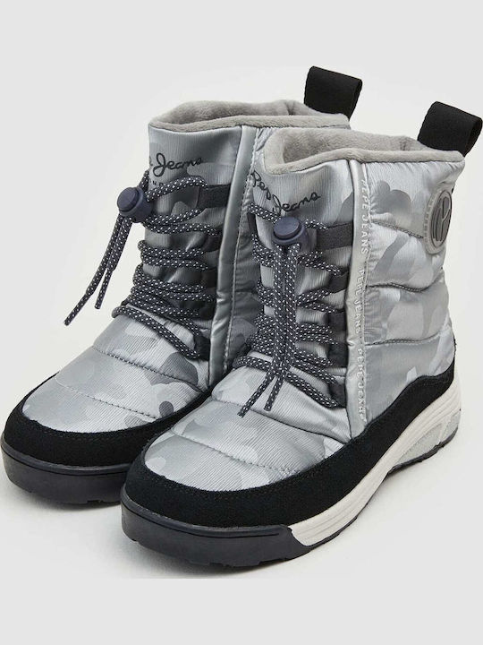 Jarvis Kinder-Schneestiefeletten mit Schnürsenkeln Silber