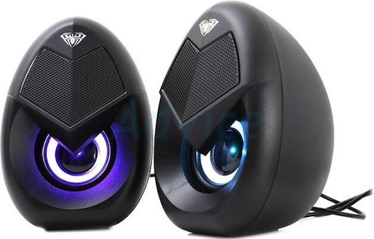 Aula N-69 Ηχεία Υπολογιστή 2.0 με RGB Φωτισμό και Ισχύ 3W Μαύρα