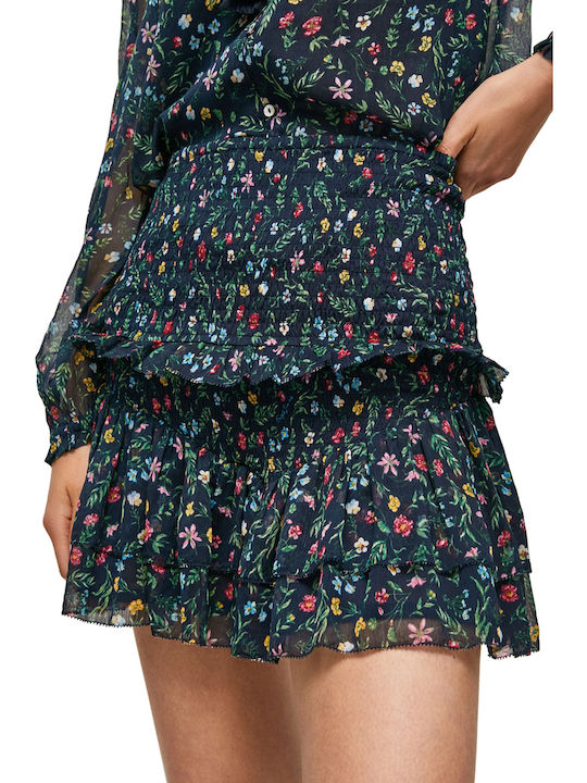 Franca Denim Mini Skirt Floral Blue