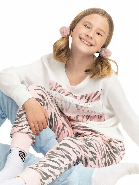 Energiers Set Top & Bottom Kids Winter Cotton Pyjamas White