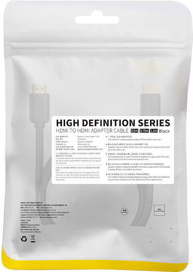 Baseus HDMI 2.0 Kabel HDMI-Stecker - HDMI-Stecker 1.5m Schwarz