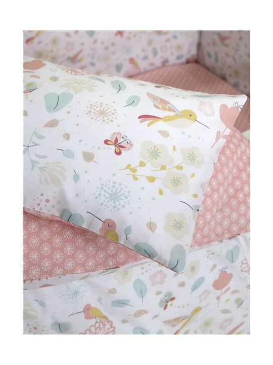 Nima Chirp Baby Sheets Set Crib Cotton Pink / White 120x170cm 3pcs 30984