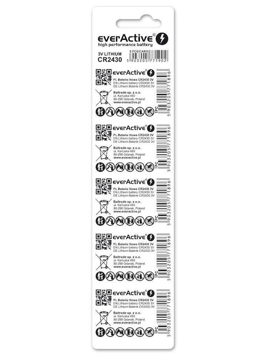 everActive Lithium Watch Battery CR2430 3V 5pcs