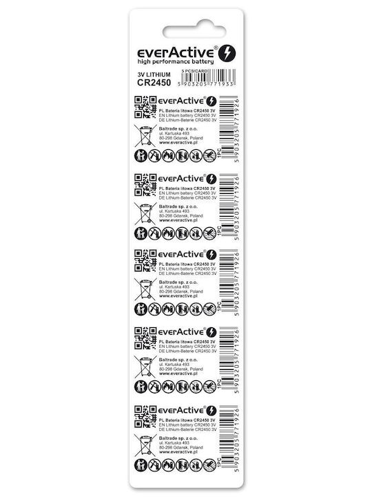 everActive Μπαταρίες Λιθίου Ρολογιών CR2450 3V 5τμχ