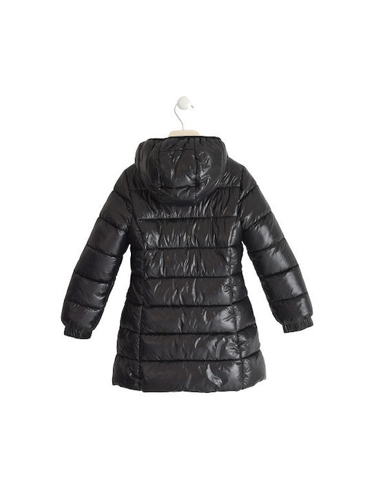 iDO Kids Quilted Jacket Long Hooded Black