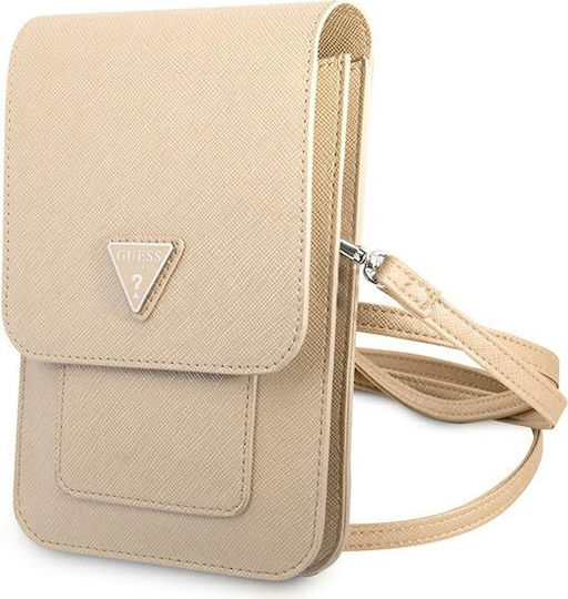 Guess Saffiano Triangle Sock & Pouch Beige