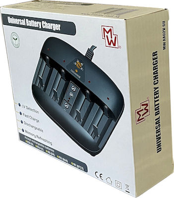 Minwa Charger 4 Batteries Ni-Cd/Ni-MH Size AA/AAA/9V/D