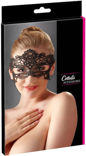 Cottelli Collection Embroidered Eye Mask BDSM Μάσκα σε Μαύρο Χρώμα