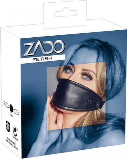 Zado Leather Gag Silicone Ball Φίμωτρο σε Μαύρο Χρώμα