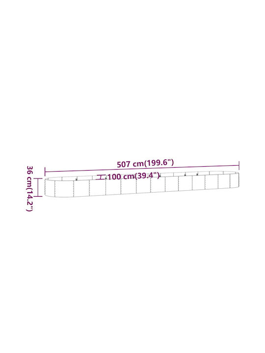 vidaXL Planter Box Metallic Gray 507x100x36cm.