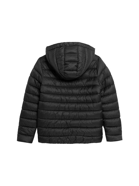 4F Waterproof Kids Quilted Jacket short Hooded Black