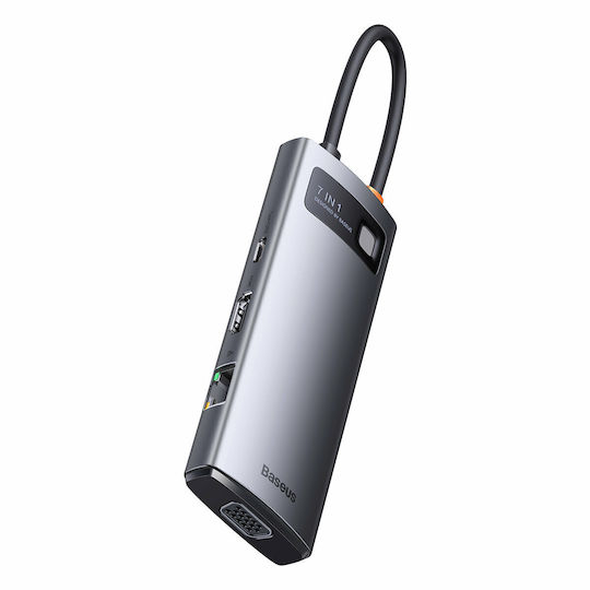 Baseus Metal Gleam Series 7in1 USB-C Docking Station mit HDMI 4K PD Ethernet Gray