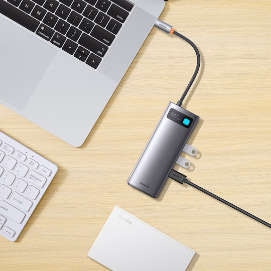 Baseus Metal Gleam Series 6in1 USB-C Docking Station with HDMI 4K PD Ethernet Gray