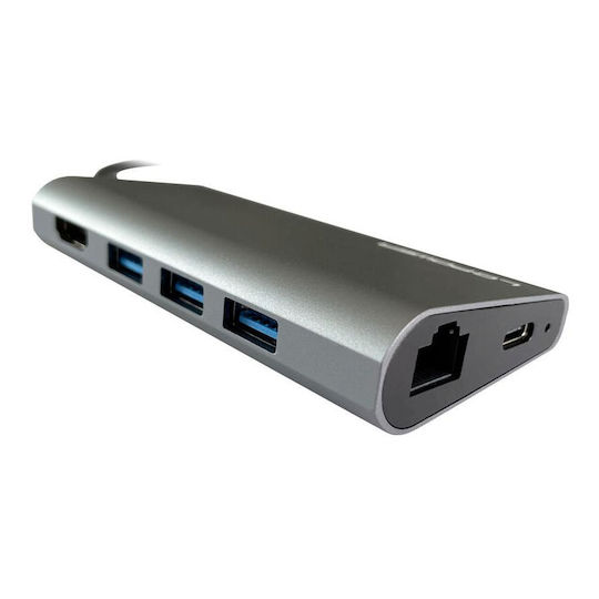 LC-Power USB-C Докинг станция с HDMI 4K Ethernet Черен (LC-HUB-MULTI-5)
