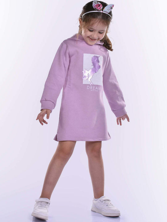 Cotton Planet Sweatshirt Kids Dress Long Sleeve Lilac