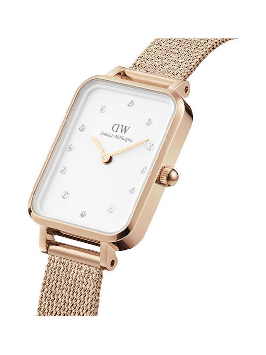 Daniel Wellington Quadro Lumine Uhr mit Rose Gold Metallarmband