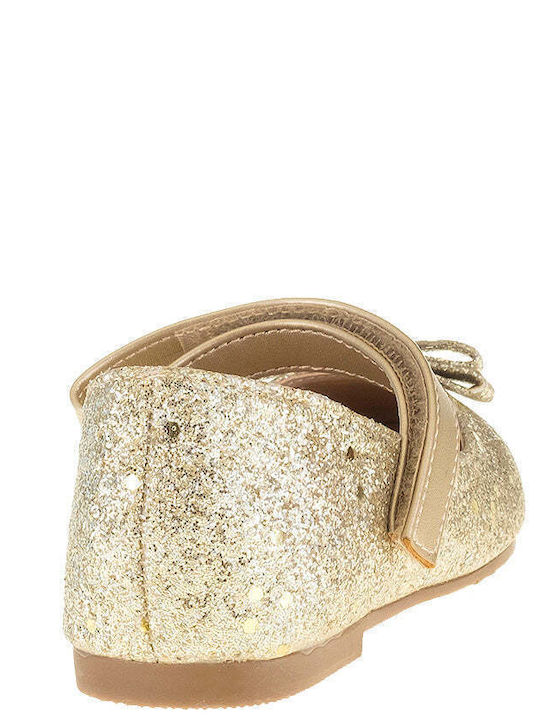 Kids Ballerinas TT with Hoop & Loop Closure Gold